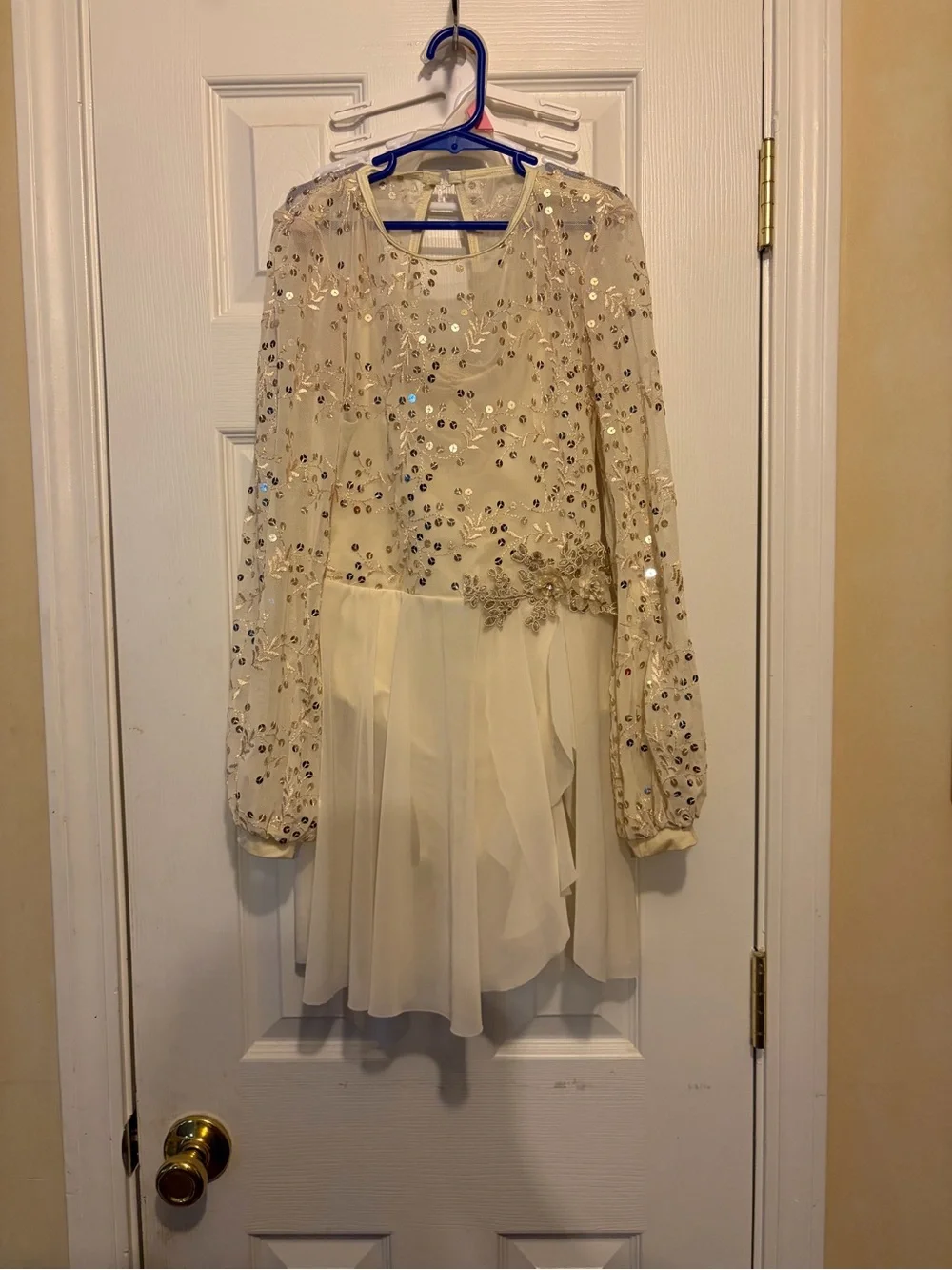 Weissman Girls'👧🏻Cream Sequin✨Dance Costume Sz LC